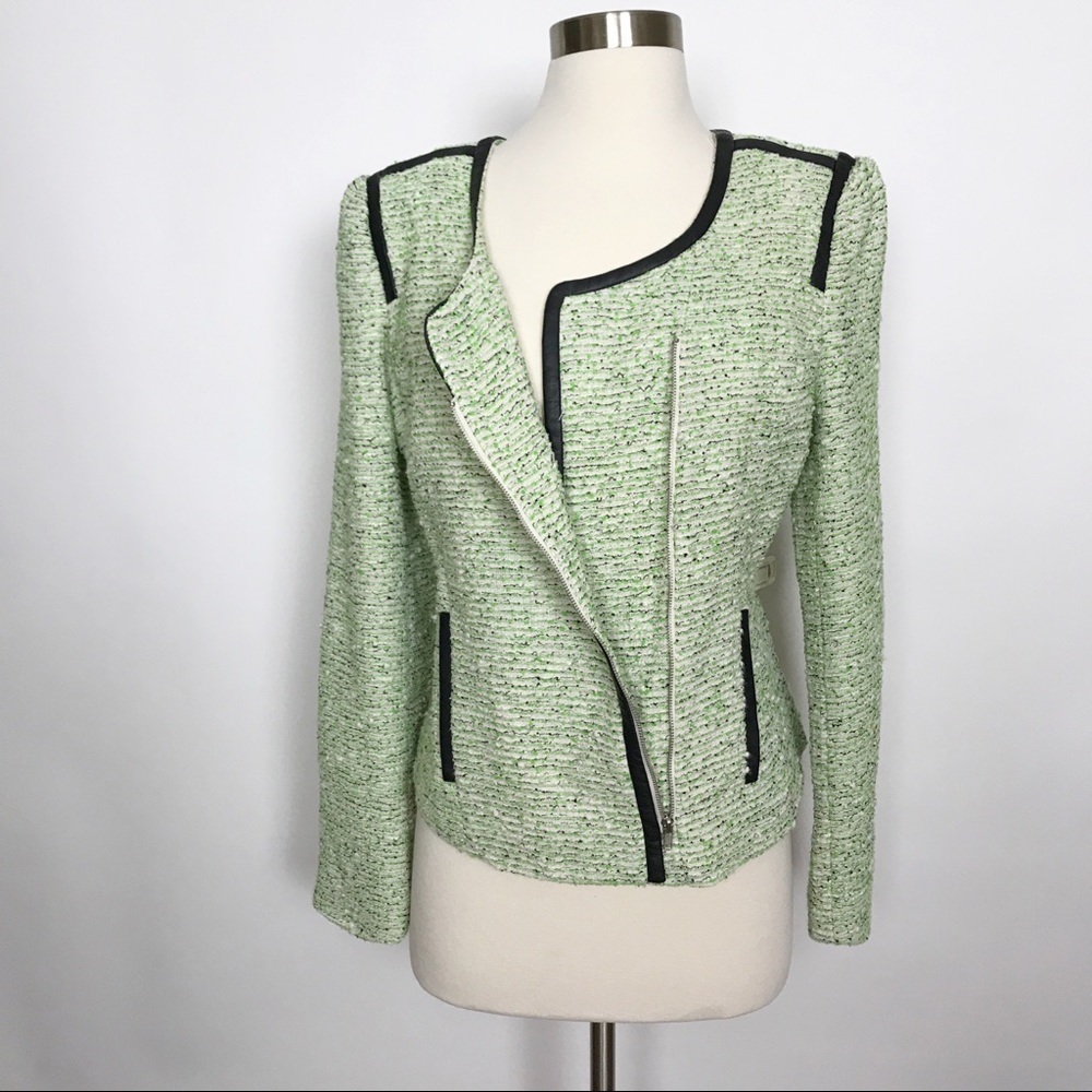 Romeo & Juliet green tweed jacket w/ faux leather